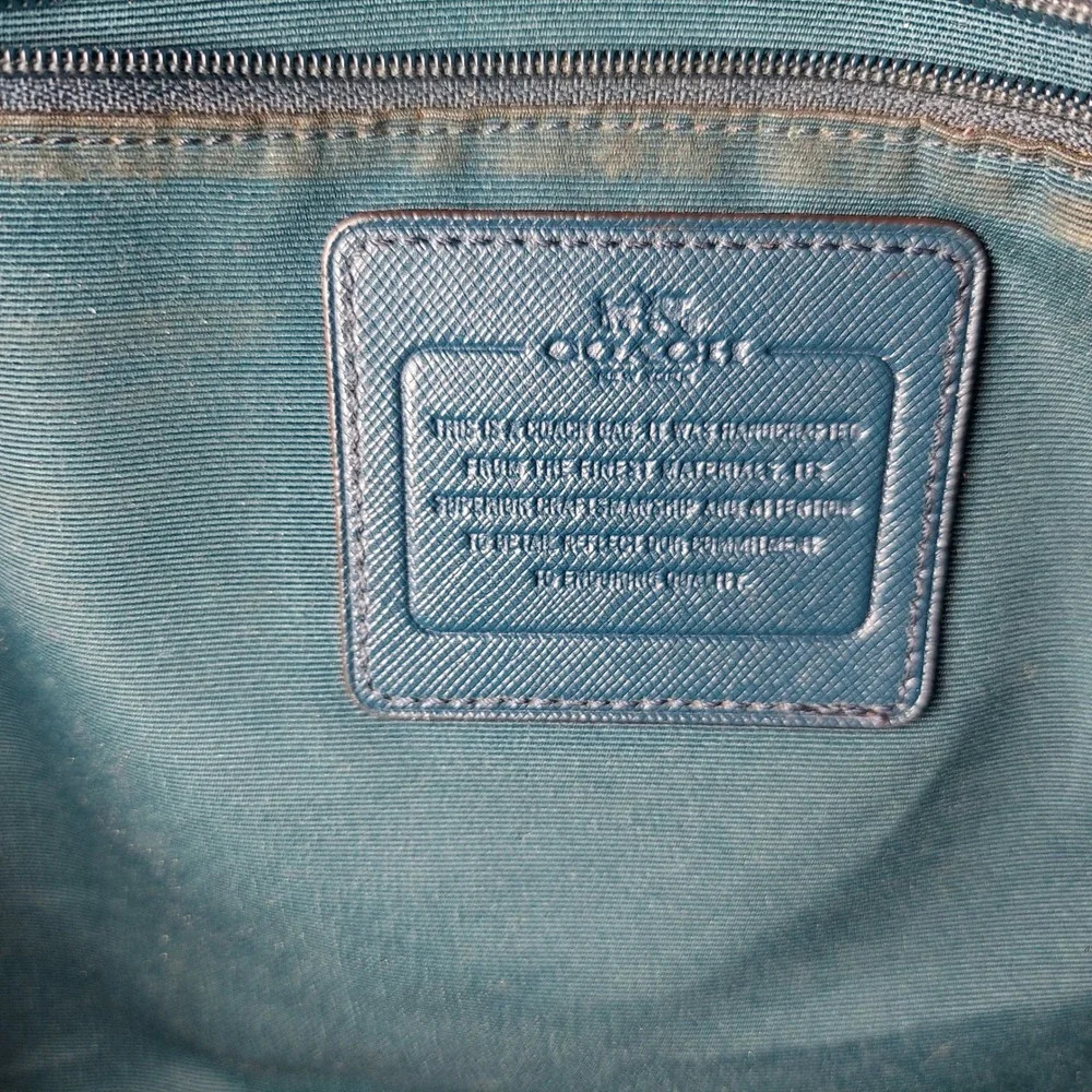 Coach Leather Satchel Crossbody Bag Dark Teal‎ Gold Hardware Top Handle